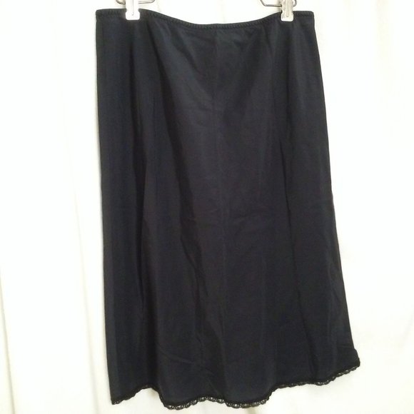 Vintage 50s-60s Aline Half Slip Comfort Waist Lingerie -S Nylon/Rayon Lace Black - Picture 4 of 9